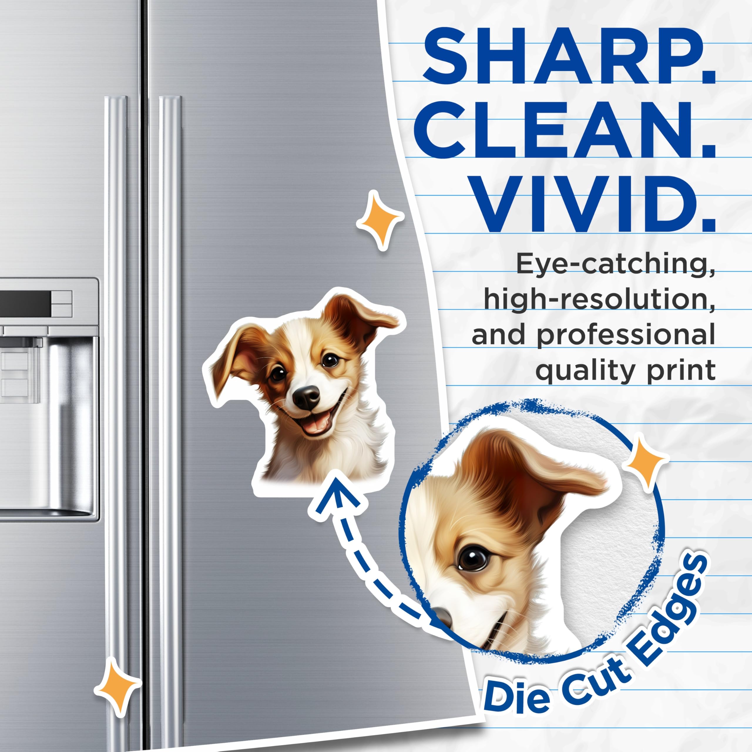 (2 Pack) Jack Russell Puppy Magnets - Happy Dog Fridge Decor - Cute Pet Lover Charm - 5 Inches On Longest Side - Thick Durable Magnet - Made in USA - MAG24069