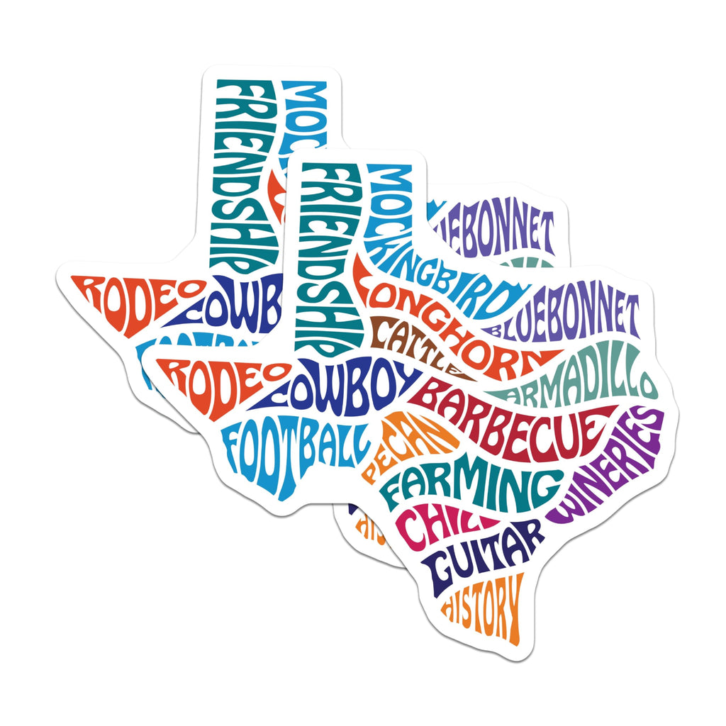 (2 Pack) Texas Word Art Magnets - State Pride Decor - Lone Star State Souvenir - 5" On Longest Side - Premium Magnet - for Cars, Refrigerators, Toolboxes, Lockers - Made in USA - MAG18521