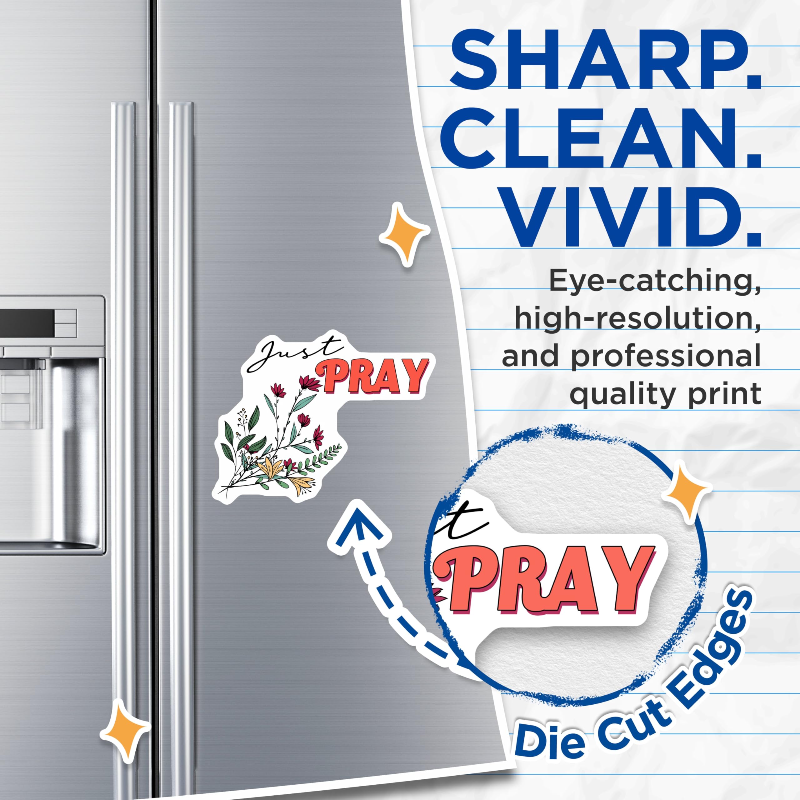 (2 Pack) Just Pray Magnets - Inspirational Message - Floral Religious Magnets - 5" On Longest Side - Premium Magnet - for Cars, Refrigerators, Toolboxes, Lockers - Made in USA - MAG14024