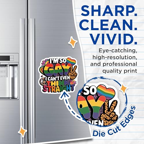 (2 Pack) I'm So Gay I Can't Even Think Straight Magnets Magnets - 5" On Longest Side - Made in USA - Sticks to Refrigerators & Metal Surfaces - MAG8910