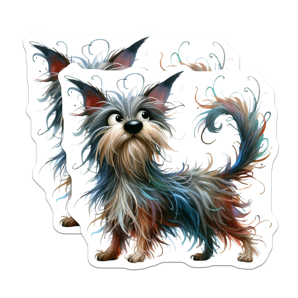 (2 Pack) Shaggy Dog Magnets - Whimsical Pet Art - Dog Mom Refrigerator Locker Decor - 5 Inches On Longest Side - Thick Durable Magnet - Made in USA - MAG27603