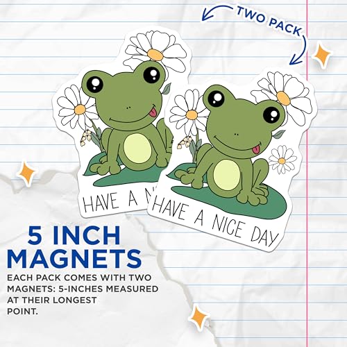 (2 Pack) Frog Magnets - Cute Frog - Inspirational Quote Magnets - Have a Nice Day - Fun Animal Magnets - 5" On Longest Side - for Cars, Fridges, Toolboxes - Made in USA - MAG6574