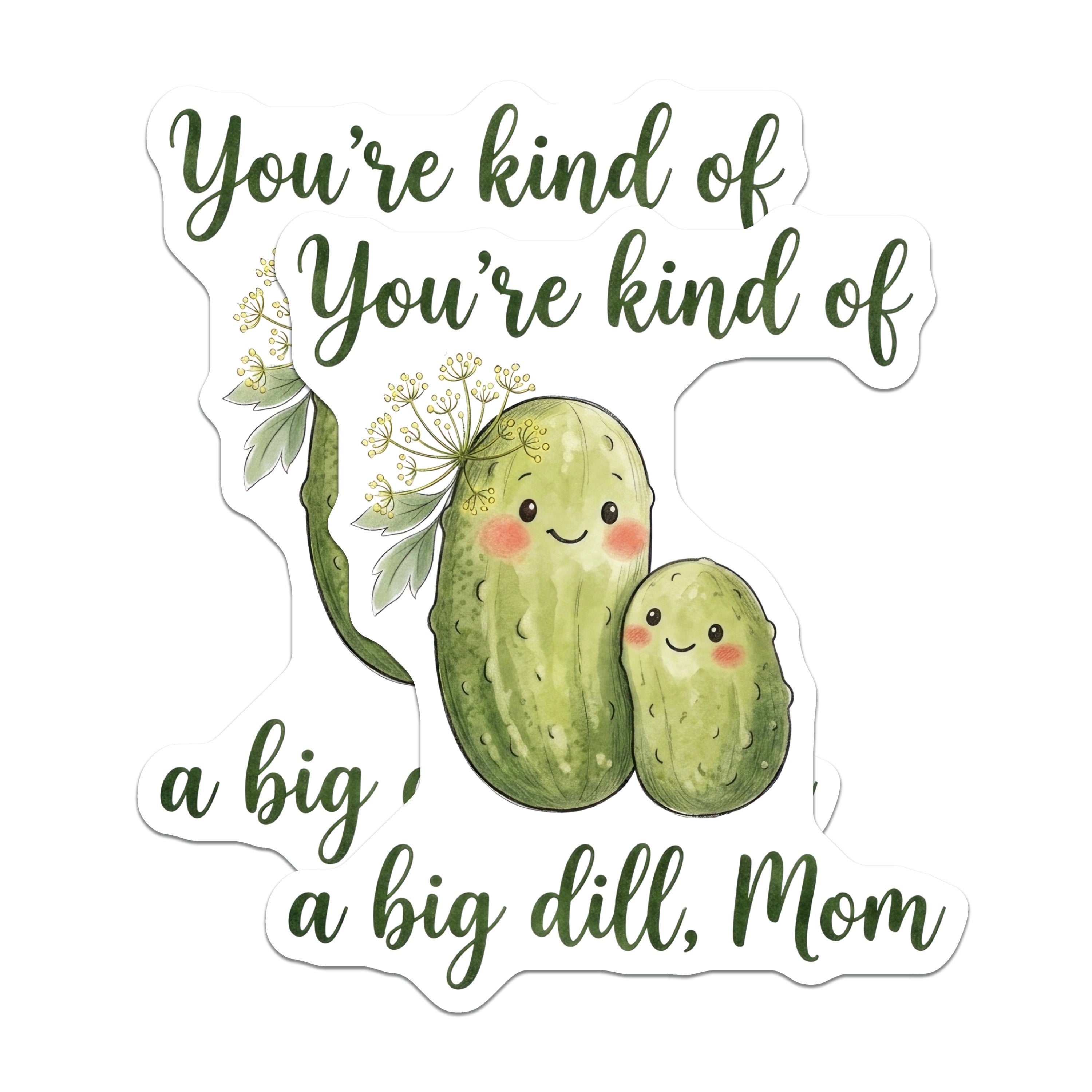 (2 Pack) Big Dill Mom Magnets - Funny Kitchen Refrigerator Decor - Cute Mother's Day Appreciation - 5 Inches On Longest Side - Thick Durable Magnet - Made in USA - MAG38711