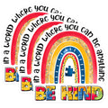 (3 Pack) Autism Awareness Decals - Rainbow Puzzle Piece - Be Kind Autism Decal - 3 Inches On Longest Side - Easy Peel & Apply - Made in USA - 3MCS7183