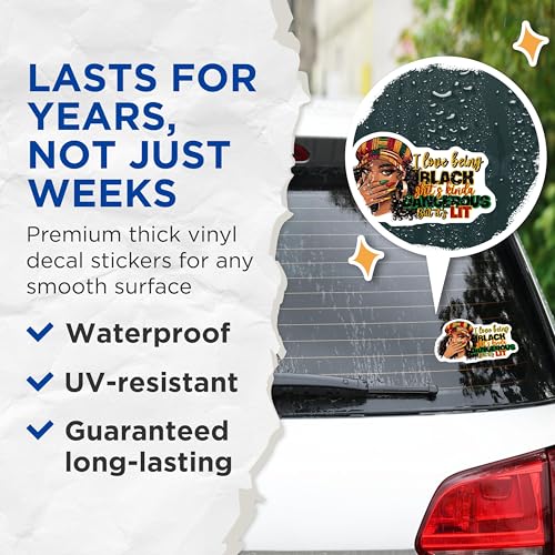 (2 Pack) I Love Being Black Stickers - Affirmation - Inspirational - 5" On Longest Side - Sticks to Smooth Flat Surfaces - Made in USA - BMCS7861