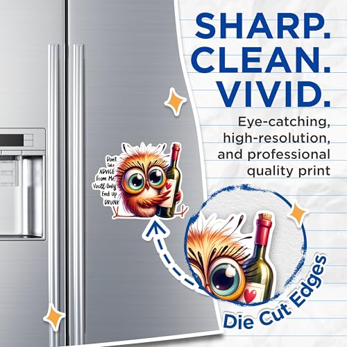 (2 Pack) Cute Owl Wine Magnets - Funny Owl Magnets - Drunk Owl Magnets- 5" On Longest Side - for Fridges, Toolboxes, Cars - Made in USA - MAG2926