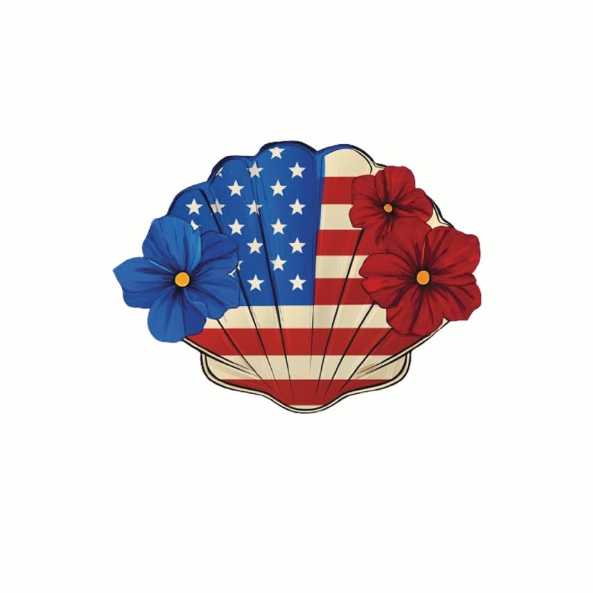 (3 Pack) Patriotic Flowers Decals - American Flag - Laptop Decals - 3 Inches On Longest Side - Easy Peel & Apply - Made in USA - 3MCS7743