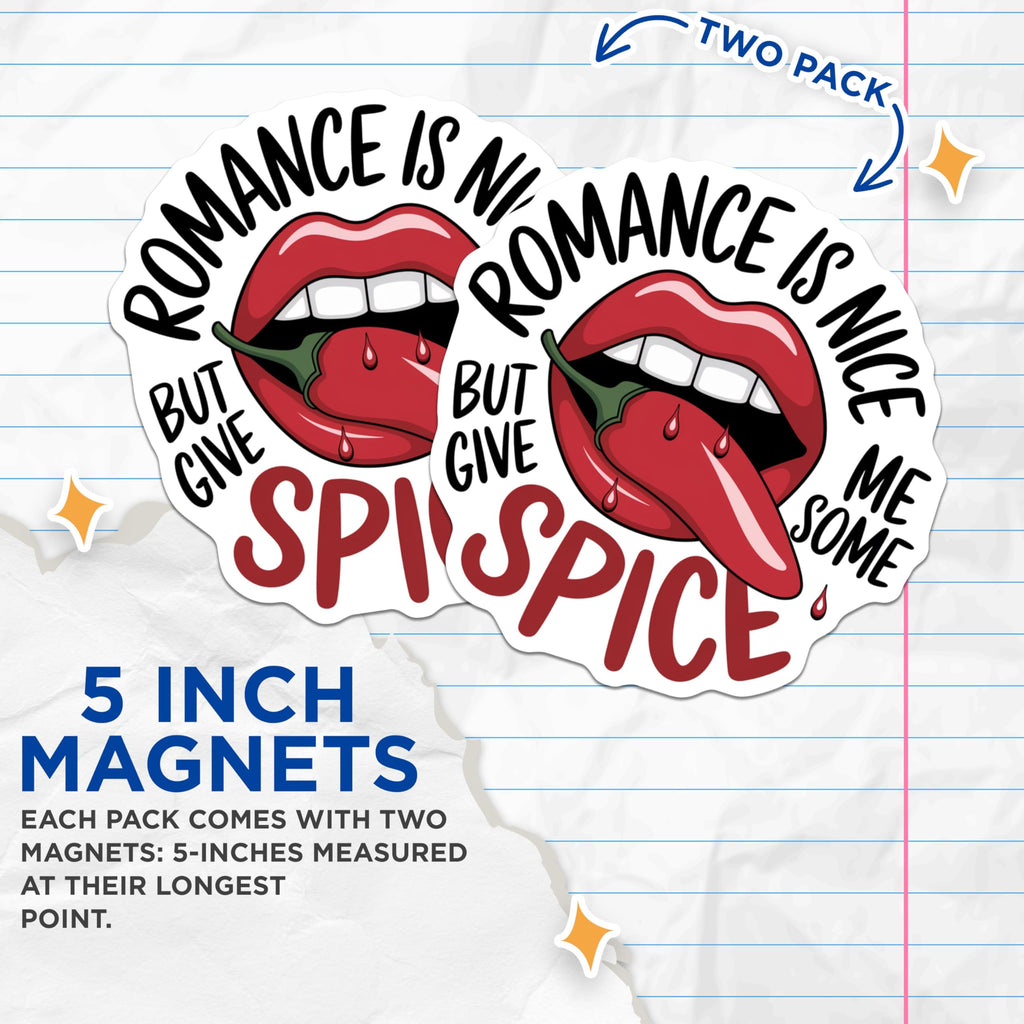 (2 Pack) Spicy Quote Magnets - Chili Pepper Lips Sassy Design - Funny Kitchen Refrigerator Decor Humor Statement - 5 Inches On Longest Side - Thick Durable Magnet - Made in USA - MAG28927