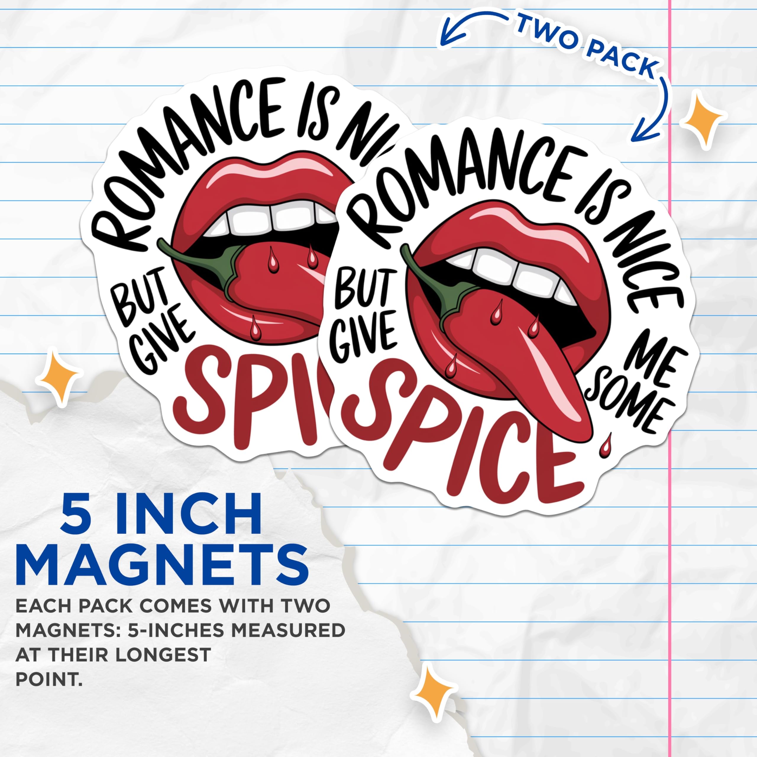 (2 Pack) Spicy Quote Magnets - Chili Pepper Lips Sassy Design - Funny Kitchen Refrigerator Decor Humor Statement - 5 Inches On Longest Side - Thick Durable Magnet - Made in USA - MAG28927