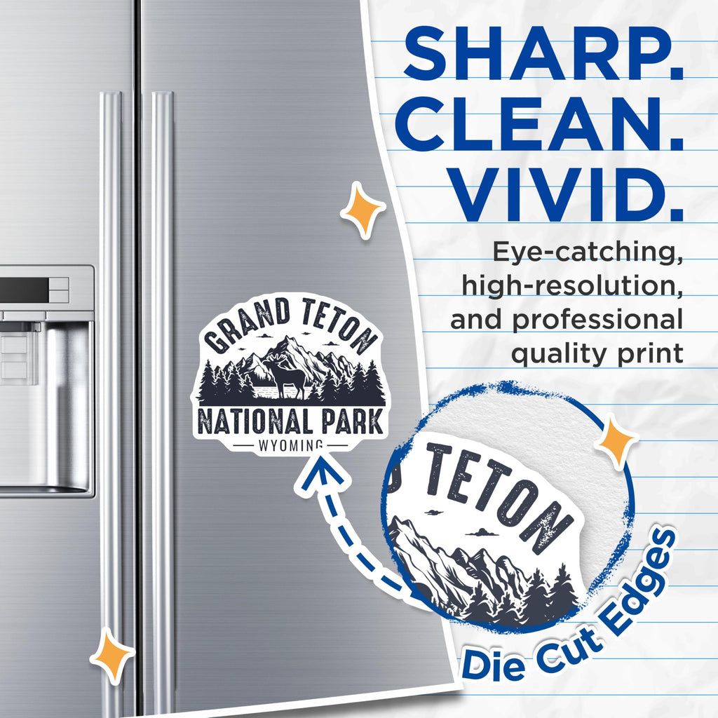 (2 Pack) Grand Teton National Park Magnets - Wyoming Moose Wildlife Decor - Scenic Mountain Lake Adventure Souvenir - 5 Inches On Longest Side - Thick Durable Magnet - Made in USA - MAG19098