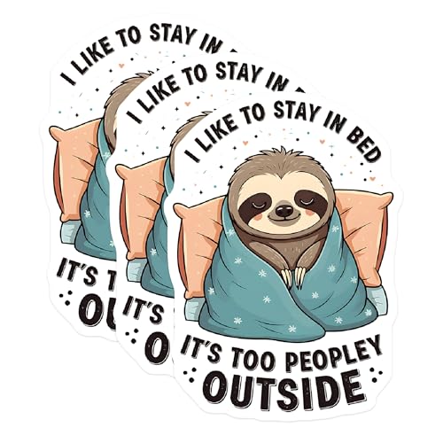 (3 Pack) Sloth Decals - Funny Lazy Sloth - Bed Lover Decals - 3 Inches On Longest Side - Easy Peel & Apply - Made in USA - 3MCS2870