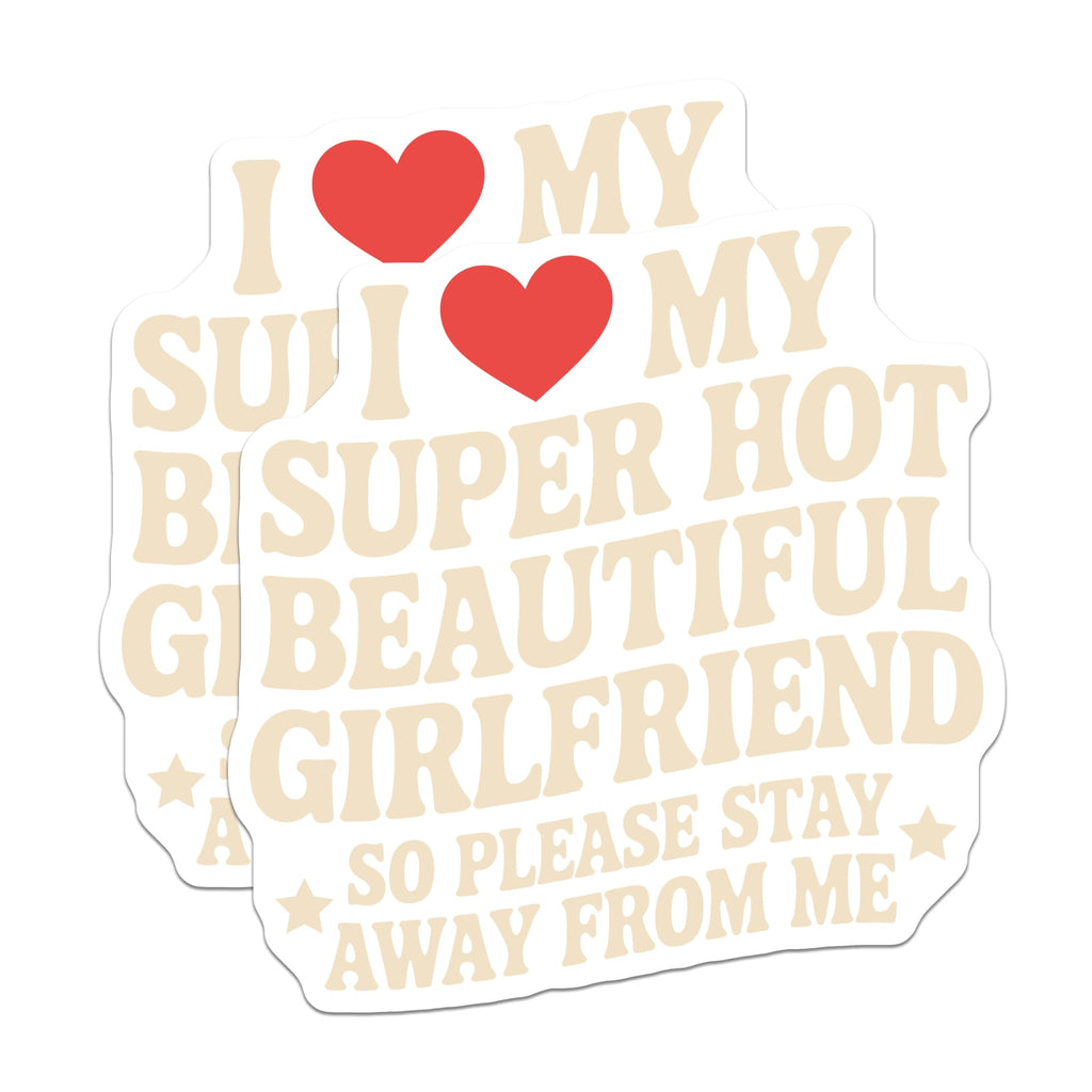 (2 Pack) Girlfriend Magnets - Hot Beautiful Girlfriend - Stay Away from Me Magnets - 5" On Longest Side - Premium Magnet - for Cars, Refrigerators, Toolboxes, Lockers - Made in USA - MAG15253