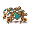 (2 Pack) Peace Love Faith Magnets - Cheetah Print Sunflower Teal Decor - Boho Western Country Spiritual Symbols - 5 Inches On Longest Side - Thick Durable Magnet - Made in USA - MAG19978