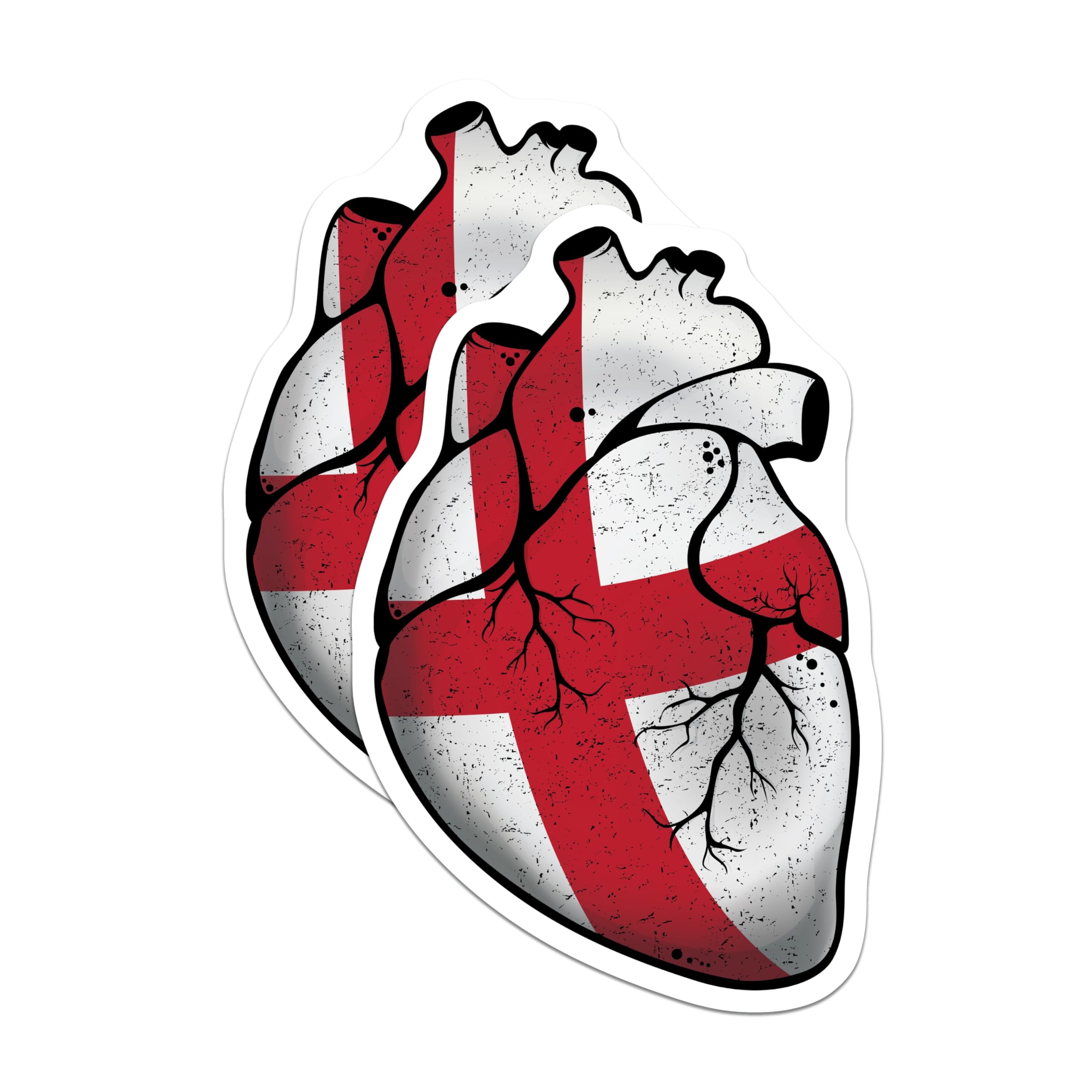 (2 Pack) England Flag Heart Magnets - English Pride Decor - St George Cross Magnet - 5" On Longest Side - Premium Magnet - for Cars, Refrigerators, Toolboxes, Lockers - Made in USA - MAG18548