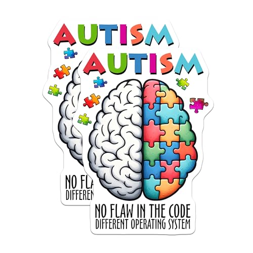 (2 Pack) Autism Awareness Magnets - Brain Puzzle Magnets - Inspirational Quote Magnets - 5" On Longest Side - for Cars, Refrigerators, Toolboxes, Lockers - Made in USA BMCS3216