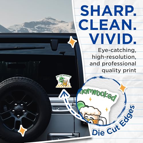 (2 Pack) Shamrock and Beer Stickers - 5" On Longest Side - Sticks to Smooth Flat Surfaces - Made in USA - BMCS8404 - BMCS8404