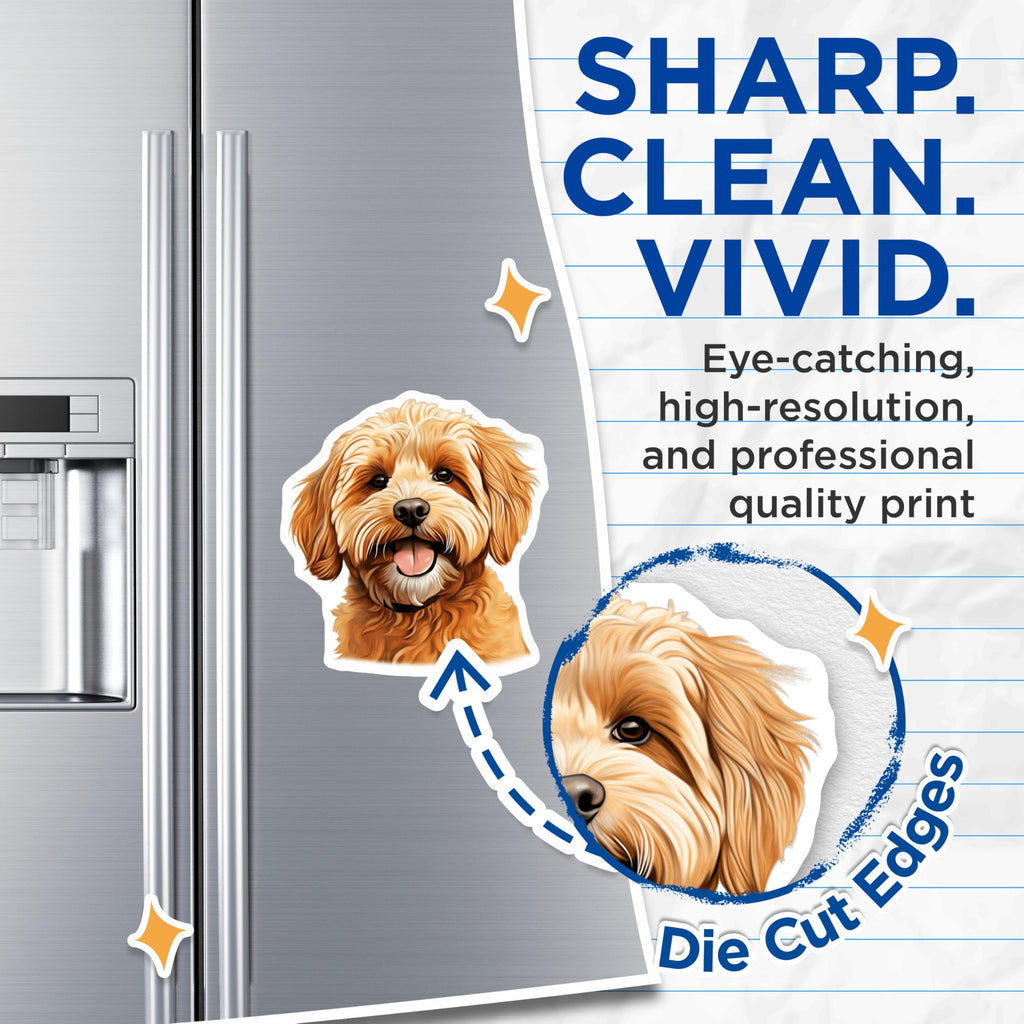 (2 Pack) Goldendoodle Magnets - Cute Dog Lover Fridge Decor - Pet Parent Accessory - 5 Inches On Longest Side - Thick Durable Magnet - Made in USA - MAG29793