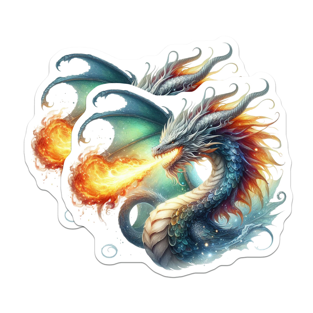 (2 Pack) Fire Dragon Magnets - Fantasy Dragon Art - Mythical Creature Decor - Gamer Room Display - 5 Inches On Longest Side - Thick Durable Magnet - Made in USA - MAG38791