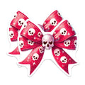 (2 Pack) Skull Bow Stickers - Pink Skull Stickers - Red Bow Skull Stickers - 5" On Longest Side - Sticks to Any Smooth Flat Surface - Made in USA - BMCS3564