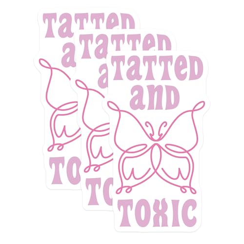 (3 Pack) Tatted and Toxic Decals - Butterfly Design - Laptop Decals - 3 Inches On Longest Side - Easy Peel & Apply - Made in USA - 3MCS7246