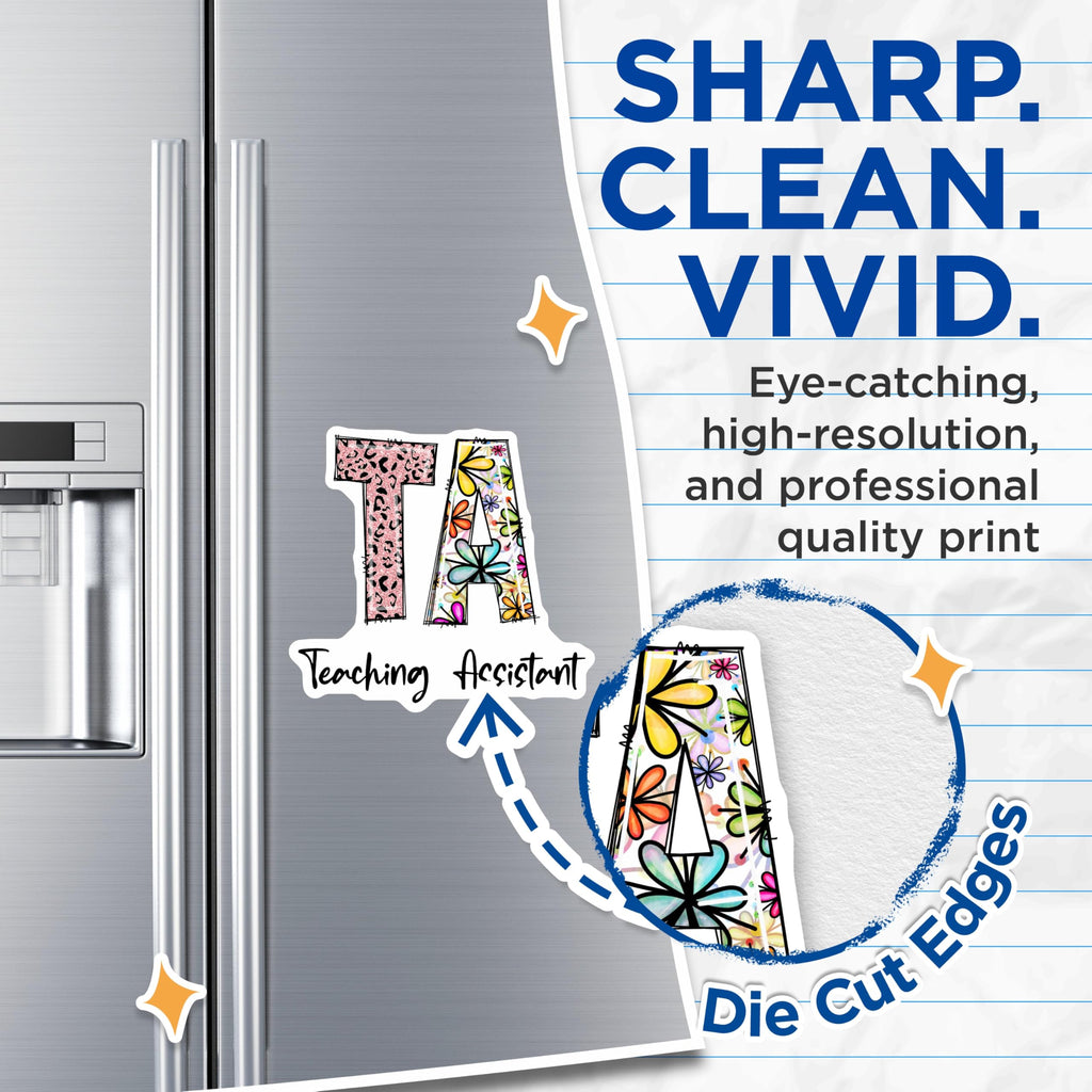 (2 Pack) Teaching Assistant Magnets - Appreciation - Assistant Teacher Floral - 5" On Longest Side - Premium Magnet - for Cars, Refrigerators, Toolboxes, Lockers - Made in USA - MAG16147