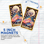 (2 Pack) Dancing Skeleton Disco Magnets - Tarot Card Dancing Queen - Quirky Music Lover Decor - 5 Inches On Longest Side - Thick Durable Magnet - Made in USA - MAG26332
