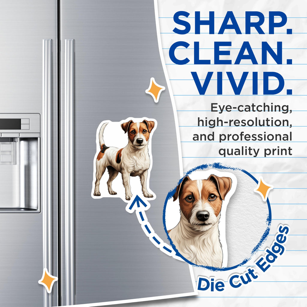 (2 Pack) Jack Russell Terrier Magnets - Dog Lover Fridge Decor - Pet Owner Kitchen Item - Animal Lover - 5 Inches On Longest Side - Thick Durable Magnet - Made in USA - MAG28888