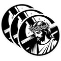 (3 Pack) Jesus Christ Decals - Religious Decal - Christian Laptop Decal - 3 Inches On Longest Side - Easy Peel & Apply - Made in USA - 3MCS4351
