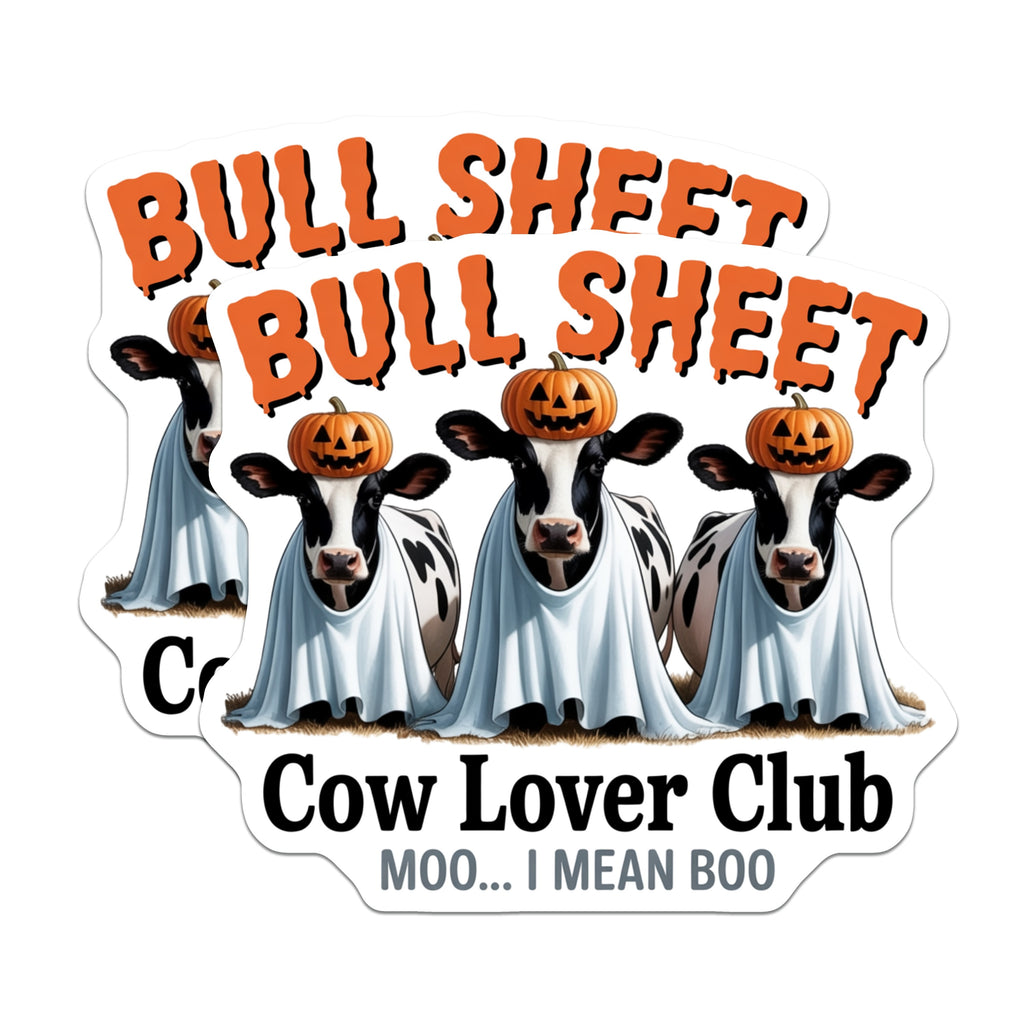 (2 Pack) Funny Halloween Cow Magnets - Punny Bull Sheet Decor - Moo I Mean Boo Animal Magnets - 5 Inches On Longest Side - Thick Durable Magnet - Made in USA - MAG39681
