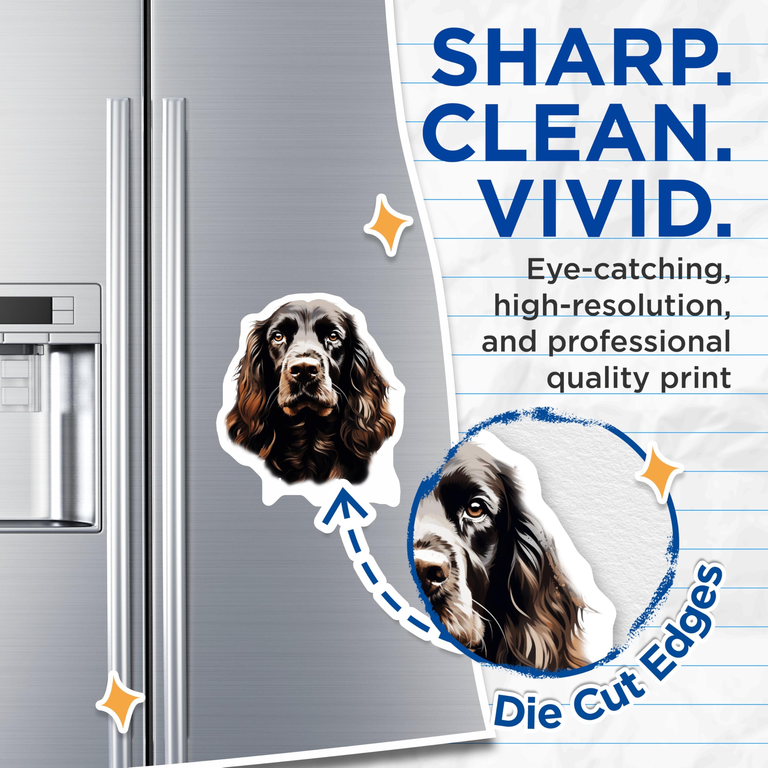 (2 Pack) Brown Cocker Spaniel Magnets - Dog Lover Decor - Pet Portrait Art for Fridge - 5 Inches On Longest Side - Thick Durable Magnet - Made in USA - MAG23735