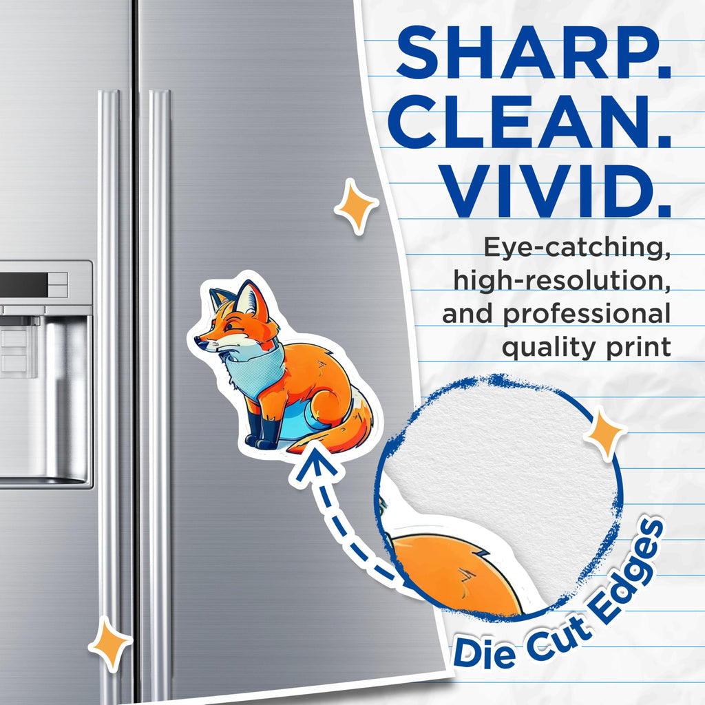 (2 Pack) Cute Fox Magnets - Bandana Animal Decor - Woodland Forest Fox Accessory - 5 Inches On Longest Side - Thick Durable Magnet - Made in USA - MAG22243