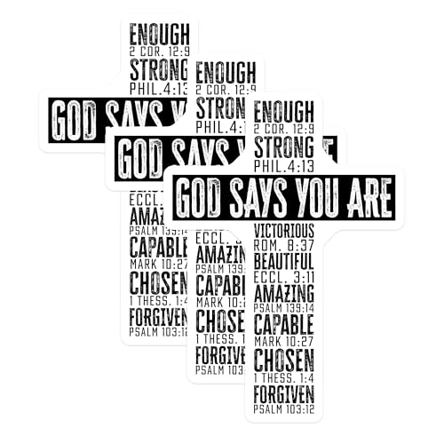 (3 Pack) Christian Decals - Bible Verse Decal - Inspirational Cross Decals - 3 Inches On Longest Side - Easy Peel & Apply - Made in USA - 3MCS4813