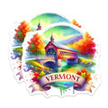 (2 Pack) Vermont Landscape Magnets - Watercolor Scenery - Autumn Bridge - New England Travel Souvenir - 5" On Longest Side - for Cars, Fridges, Toolboxes - Made in USA - MAG7014