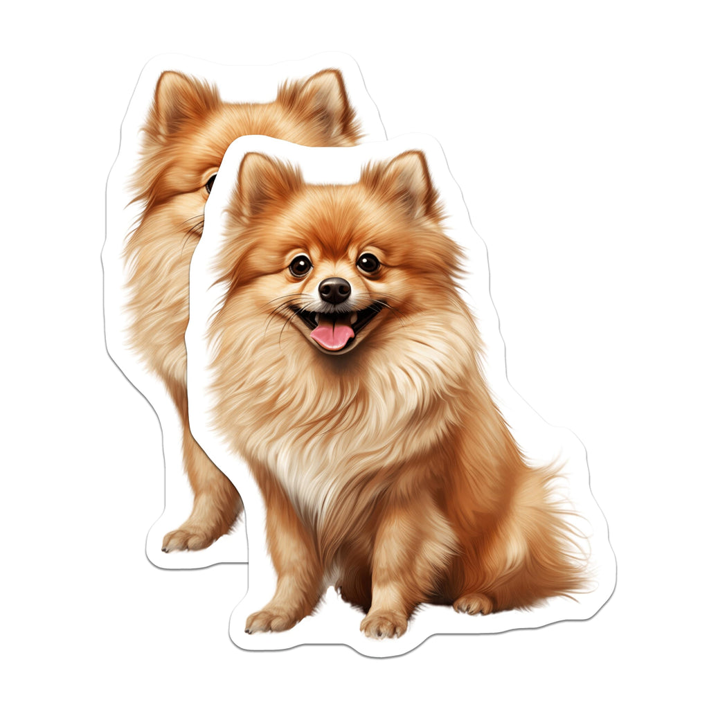 (2 Pack) Pomeranian Dog Magnets - Happy Fluffy Pet Decor - Cute Animal Fridge Locker Accessory - 5 Inches On Longest Side - Thick Durable Magnet - Made in USA - MAG28935