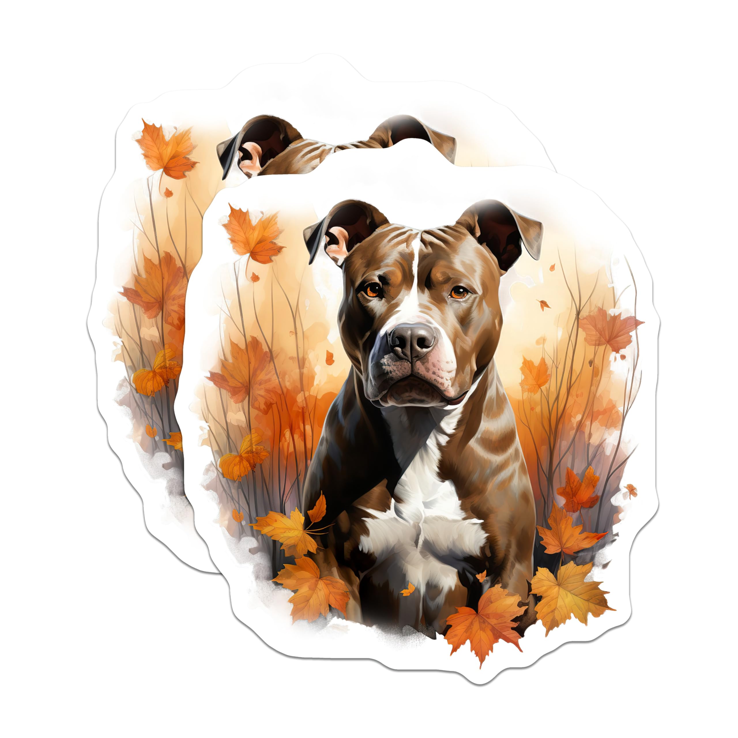 (2 Pack) Pitbull Dog Magnets - Autumn Fall Leaves Art - Canine Pet Lover Decor - Seasonal Dog Fridge Magnet - 5 Inches On Longest Side - Thick Durable Magnet - Made in USA - MAG24235