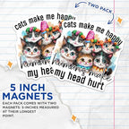 (2 Pack) Cats Make Me Happy Magnets - Cute Cat Quote - Funny Pet Magnets - Humorous Kitten Fridge - Cat Lovers - 5" On Longest Side - for Cars, Fridges, Toolboxes - Made in USA - MAG4370