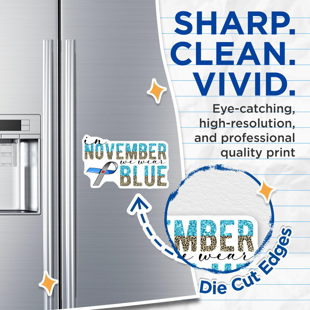 (2 Pack) Diabetes Awareness Magnets - November Wear Blue Magnet - Ribbon Fridge Magnets - 5" On Longest Side - Premium Magnet - for Cars, Refrigerators, Toolboxes, Lockers - Made in USA - MAG16840