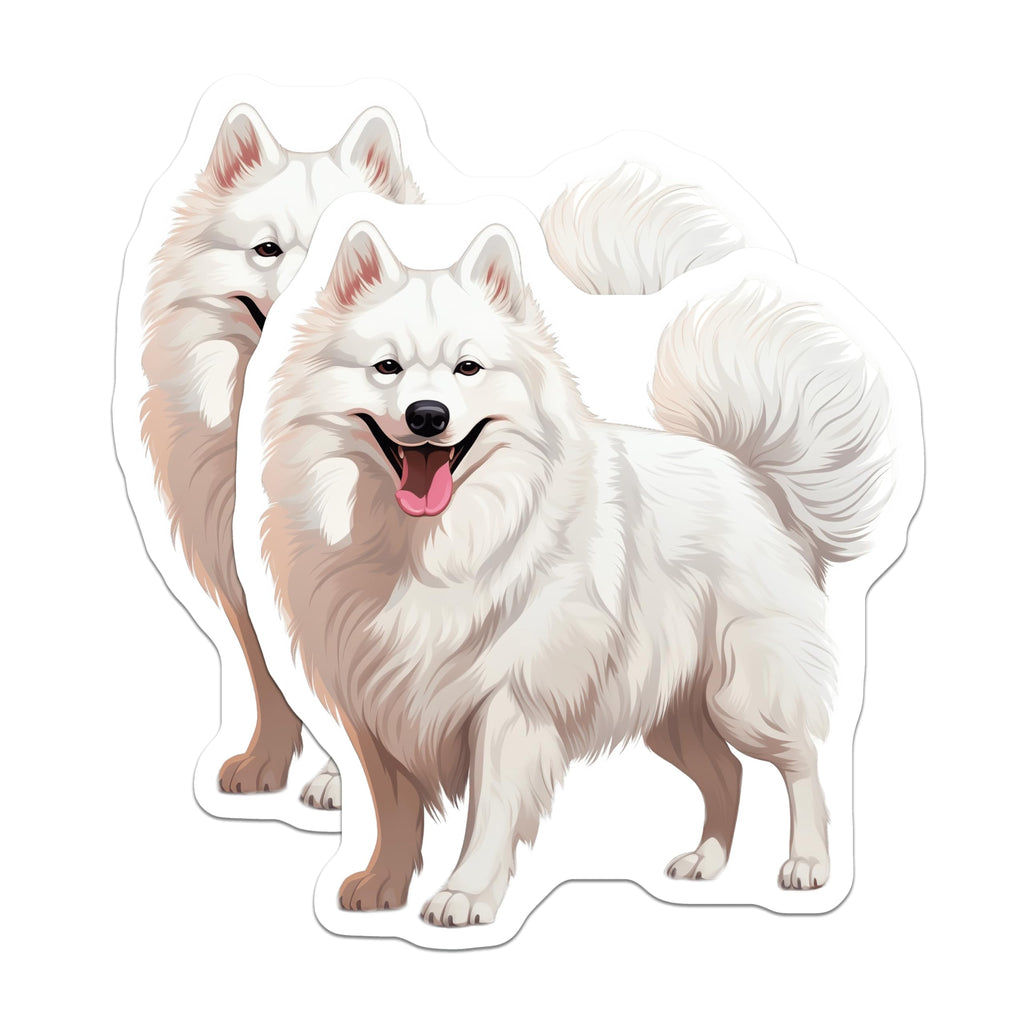 (2 Pack) Samoyed Dog Magnets - Cute White Fluffy Dog Art - Pet Lover Refrigerator Decor - Samoyed Owner Doggie Happy Smile - 5 Inches On Longest Side - Thick Durable Magnet - Made in USA - MAG28695