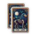 (2 Pack) Lion Tarot Card Magnets - Celestial Skeleton Art - Mystical Leo Zodiac Decor - 5 Inches On Longest Side - Thick Durable Magnet - Made in USA - MAG20402