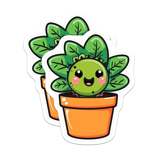 (2 Pack) Cute Plant Magnets - Kawaii Succulent - Adorable Potted Plant ation - 5" On Longest Side - for Cars, Fridges, Toolboxes - Made in USA - MAG4268