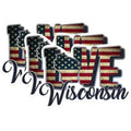 (3 Pack) Wisconsin Decals - American Flag - Laptop Decal - 3 Inches On Longest Side - Easy Peel & Apply - Made in USA - 3MCS0340
