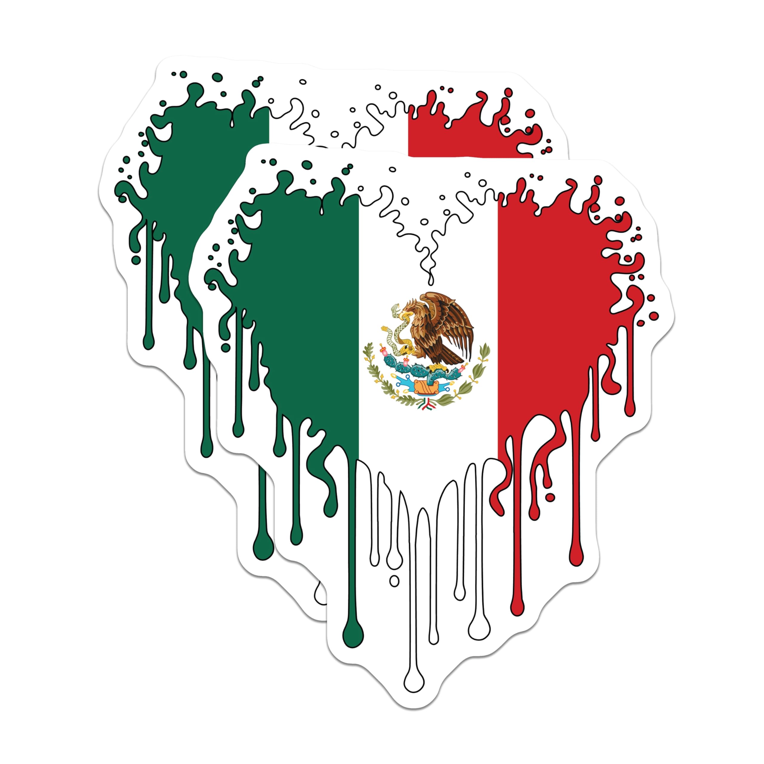 (2 Pack) Melting Mexican Flag Heart Magnets - Mexico Patriotism Magnets - Cultural Fridge Decor - 5 Inches On Longest Side - Thick Durable Magnet - Made in USA - MAG19283
