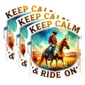 (3 Pack) Keep Calm and Ride On Decals - Cowboy Horse Decals - Laptop Decal- 3 Inches On Longest Side - Easy Peel & Apply - Made in USA - 3MCS5547