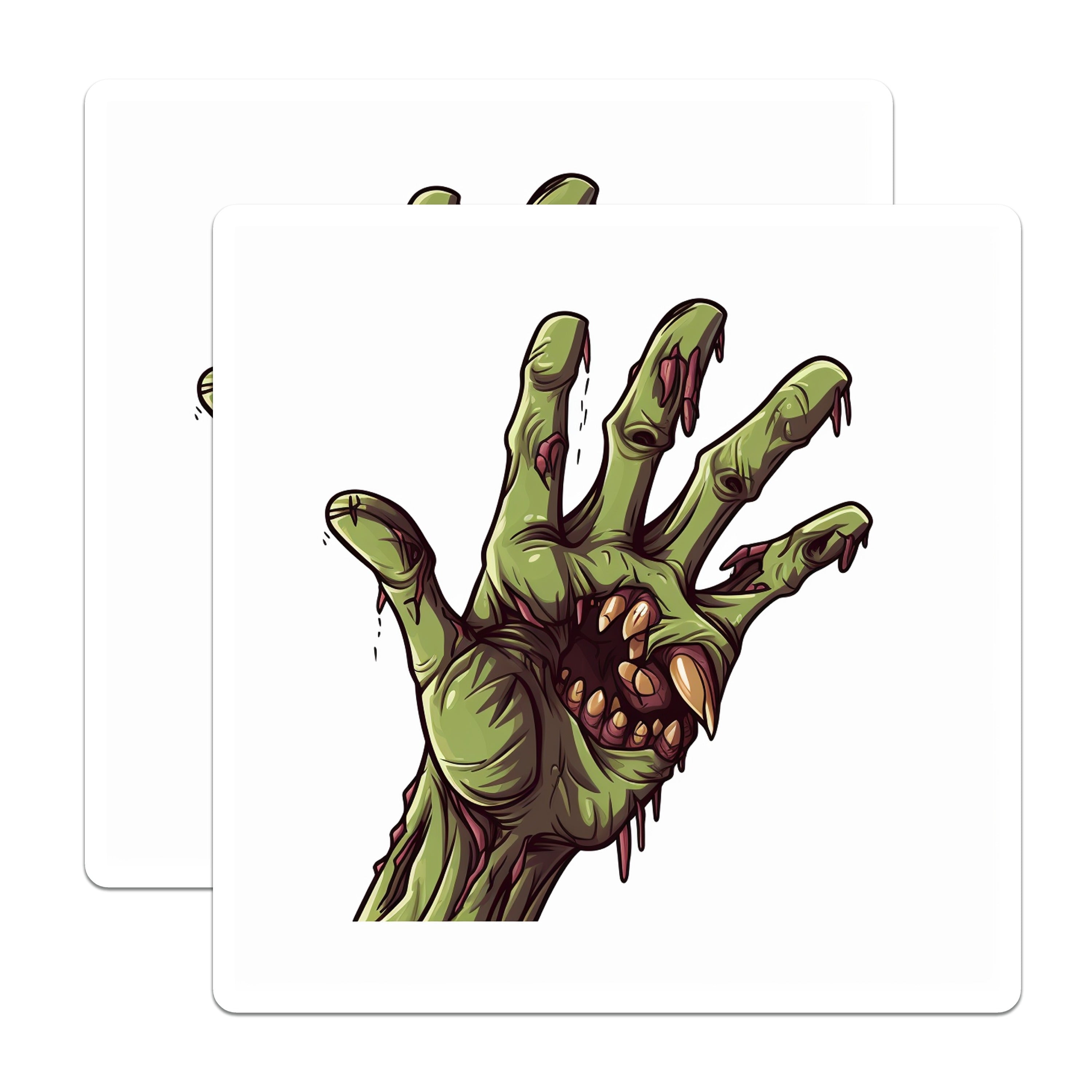 (2 Pack) Zombie Hand Mouth Magnets - Horror Art Refrigerator Decor - Halloween Spooky Locker Accessory - 5 Inches On Longest Side - Thick Durable Magnet - Made in USA - MAG37382