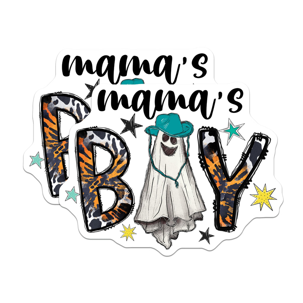 (2 Pack) Mama's Boy Ghost Magnets - Western Halloween - Southern Mom Decor - 5 Inches On Longest Side - Thick Durable Magnet - Made in USA - MAG30005