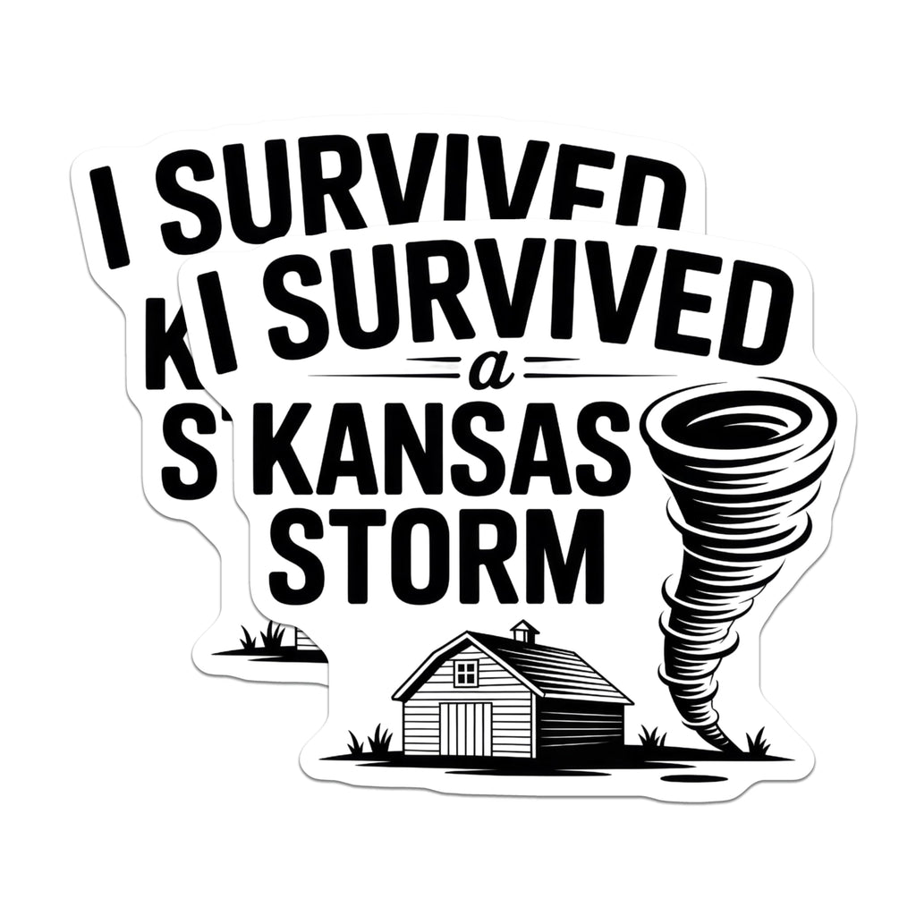 (2 Pack) Kansas Storm Survivor Magnets - Tornado Weather Souvenir - Midwest Humor Decor - 5 Inches On Longest Side - Thick Durable Magnet - Made in USA - MAG19137