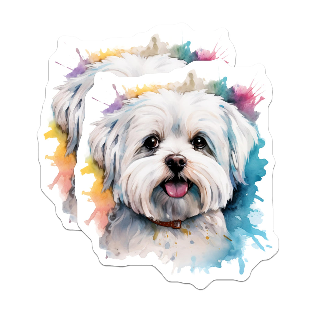 (2 Pack) Maltese Dog Magnets - Watercolor Pet Portrait - Cute Puppy Fridge Art - 5 Inches On Longest Side - Thick Durable Magnet - Made in USA - MAG29388