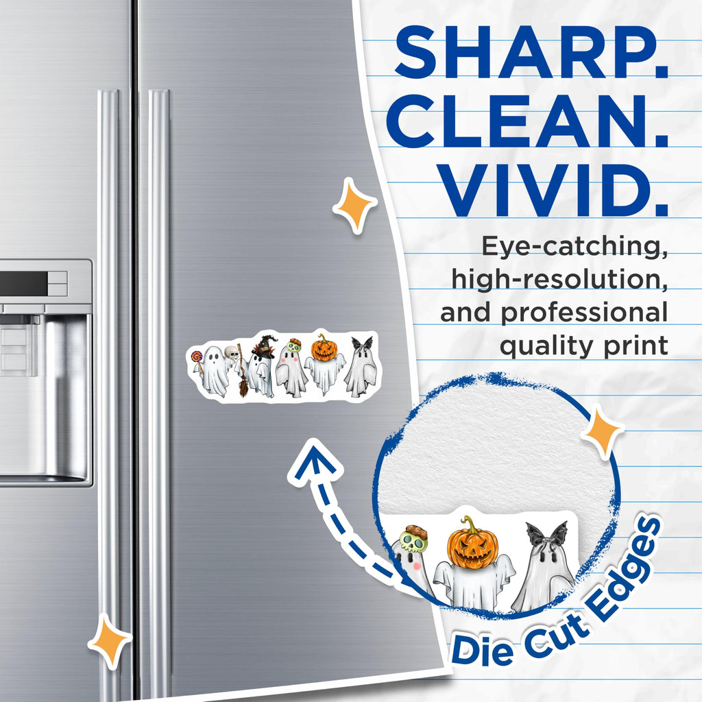 (2 Pack) Cute Ghost Magnets - Halloween Refrigerator Decor - Kawaii Spooky Season Fun for Lockers - 5 Inches On Longest Side - Thick Durable Magnet - Made in USA - MAG26982