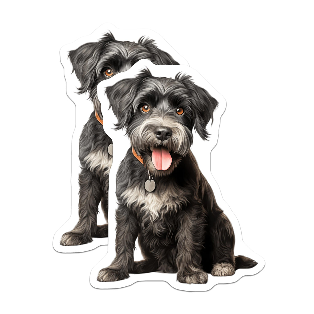 (2 Pack) Black Terrier Dog Magnets - Cute Puppy Decor - Pet Lover Fridge Art - 5 Inches On Longest Side - Thick Durable Magnet - Made in USA - MAG24440