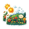 (2 Pack) Happy Flower Face Magnets - Whimsical Nature Decor - Nursery Fridge Art for Kids - Bright Kitchen - 5 Inches On Longest Side - Thick Durable Magnet - Made in USA - MAG26698